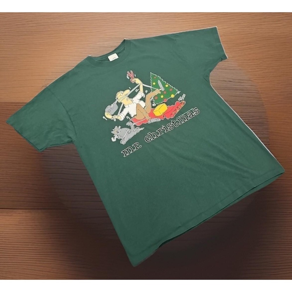 Vintage 80s Jim Benton Happy Crazy Mr Christmas T‎ Shirt L Gag Gift Misters USA